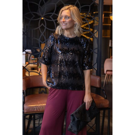 Masai Clothing MaDrysmora Sequin Top - Black