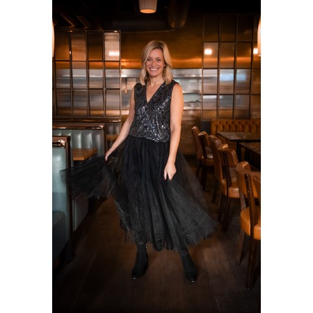 Masai Clothing MaScarlet Black Midi Tulle Skirt - Black