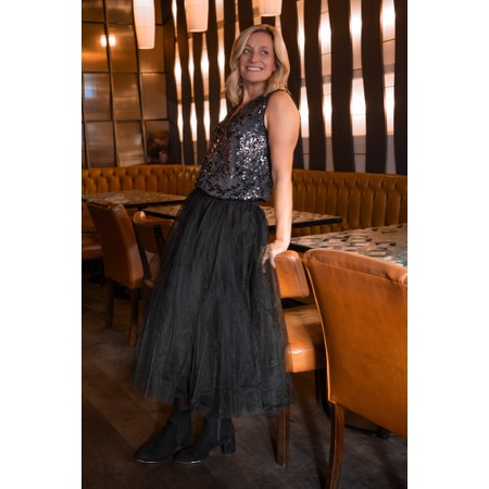 Masai Clothing MaScarlet Black Midi Tulle Skirt - Black