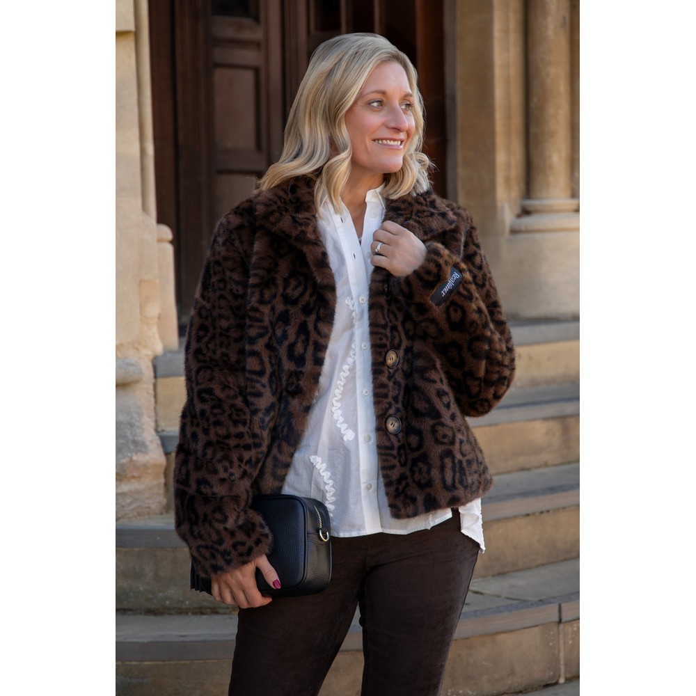 RINO AND PELLE Vie Leopard Faux Fur Jacket Leopard