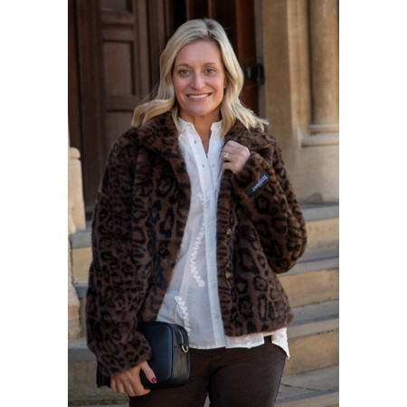RINO AND PELLE Vie Leopard Faux Fur Jacket - Beige