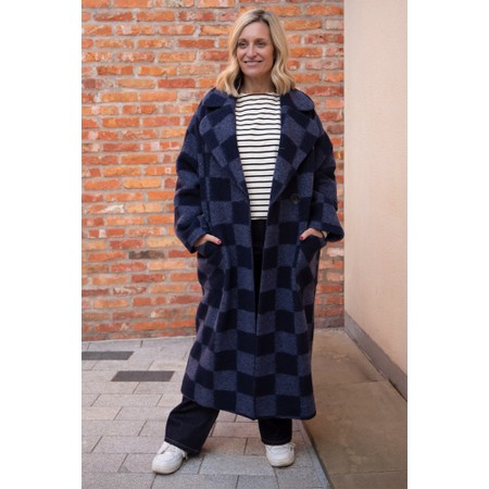 Sahara Checkerboard Wool Coat - Blue