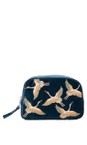 Elizabeth Scarlett Ink Blue Cranes Velvet Makeup Bag  