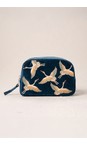Elizabeth Scarlett Ink Blue Cranes Velvet Makeup Bag  