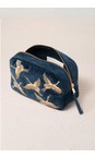 Elizabeth Scarlett Ink Blue Cranes Velvet Makeup Bag  