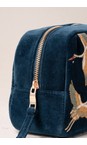 Elizabeth Scarlett Ink Blue Cranes Velvet Makeup Bag  
