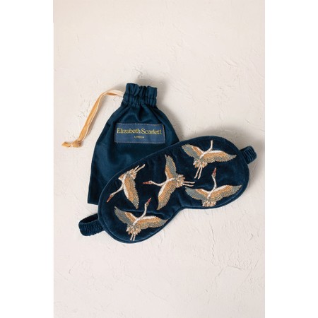 Elizabeth Scarlett Cranes Velvet Eye Mask - Blue