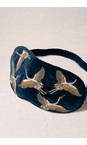 Elizabeth Scarlett Ink Blue Cranes Velvet Eye Mask  