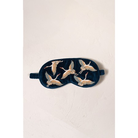Elizabeth Scarlett Cranes Velvet Eye Mask - Blue