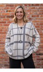 Oversized Clan Print Fleece Blouse with Necklace