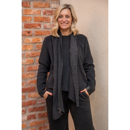 Henriette Steffensen Soft Black Fleece Blouse With Scarf - Black