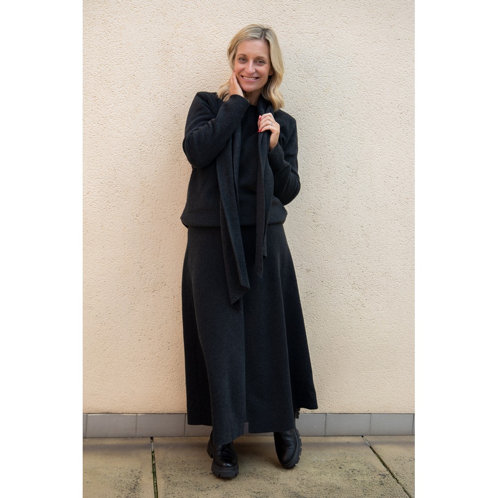 Henriette Steffensen Soft black Long Fleece Skirt Soft Black