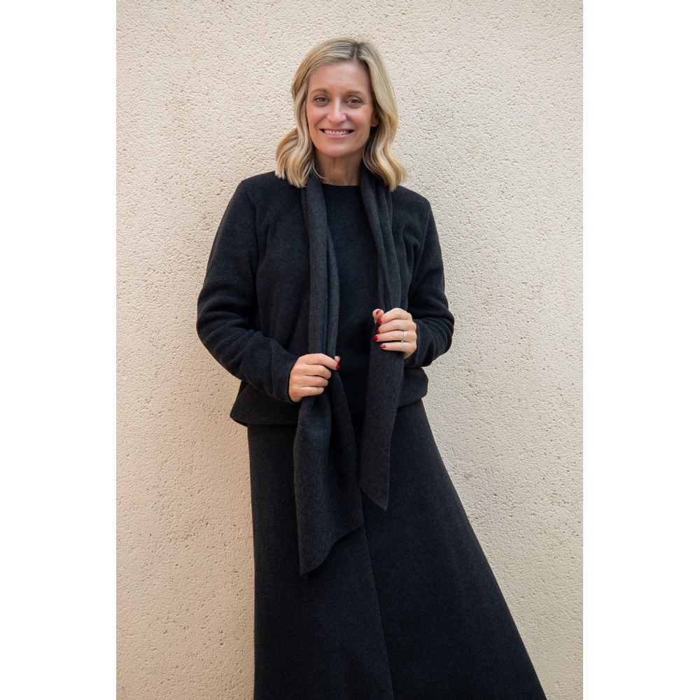 Henriette Steffensen Soft Black Fleece Blouse With Scarf Soft Black