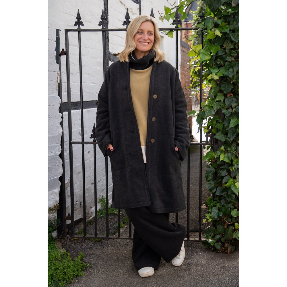 Henriette Steffensen Soft Black Double Fleece Coat Soft Black