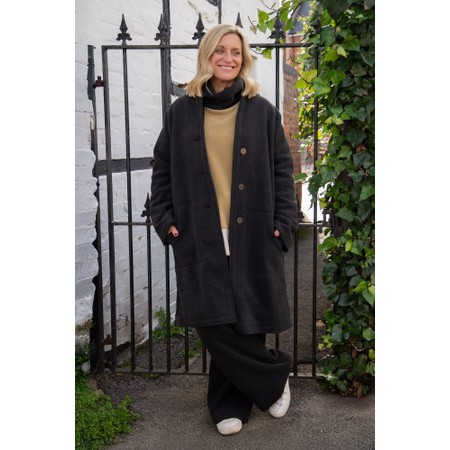 Henriette Steffensen Soft Black Double Fleece Coat - Black