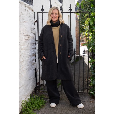 Henriette Steffensen Soft Black Double Fleece Coat - Black