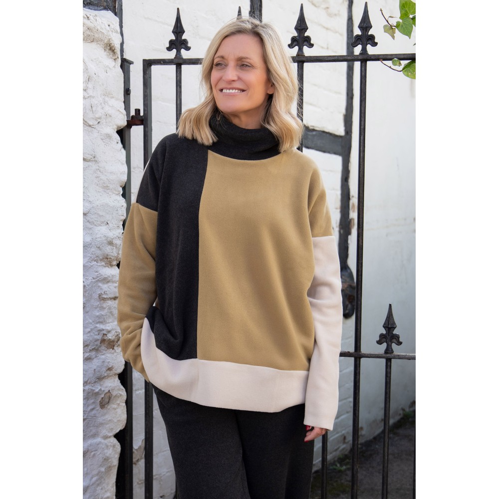 Henriette Steffensen High Neck Patch Fleece Sweater Olive / Soft Black / Kit