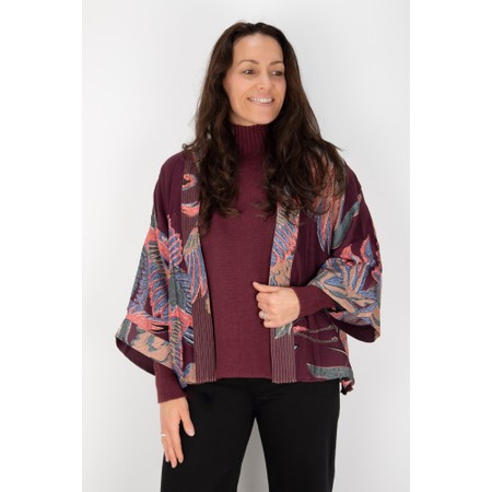 One Hundred Stars Crane Plum Short Kimono - Purple