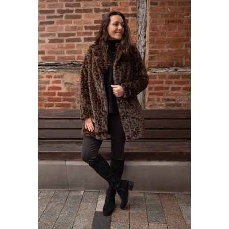 RINO AND PELLE Nonna Leopard Print Faux Fur Coat - Beige