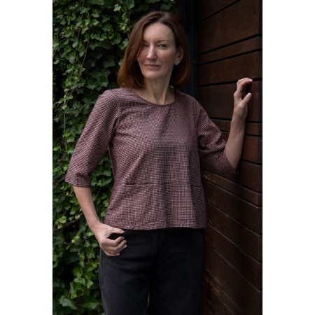 Thing Dora Wine Mini Check Slit Pocket Top - Red