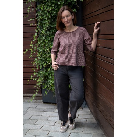 Thing Dora Wine Mini Check Slit Pocket Top - Red