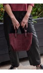 Gemini Label Bags Plum Red Claudia Plum Red Suede Tote Handbag  