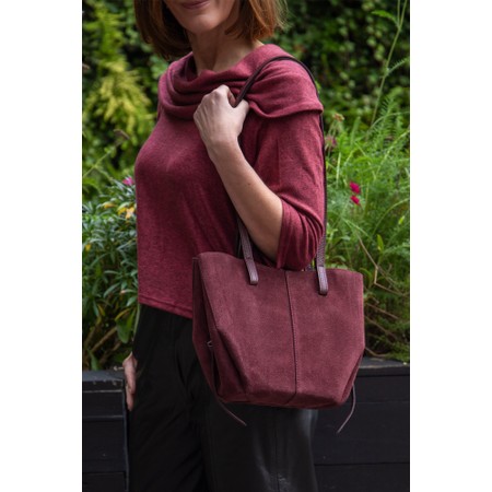 Gemini Label Bags Claudia Plum Red Suede Tote Handbag - Red