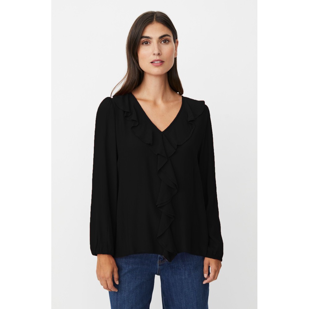 Masai Clothing MaBeauna Ruffle Top Black 