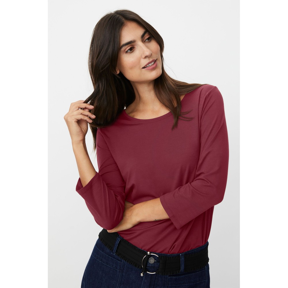 Masai Clothing MaCecille Tawny Port Solid Jersey Top Tawny Port