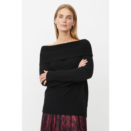 Masai Clothing MaFloraia Black Cashmere Touch Knit Top - Black