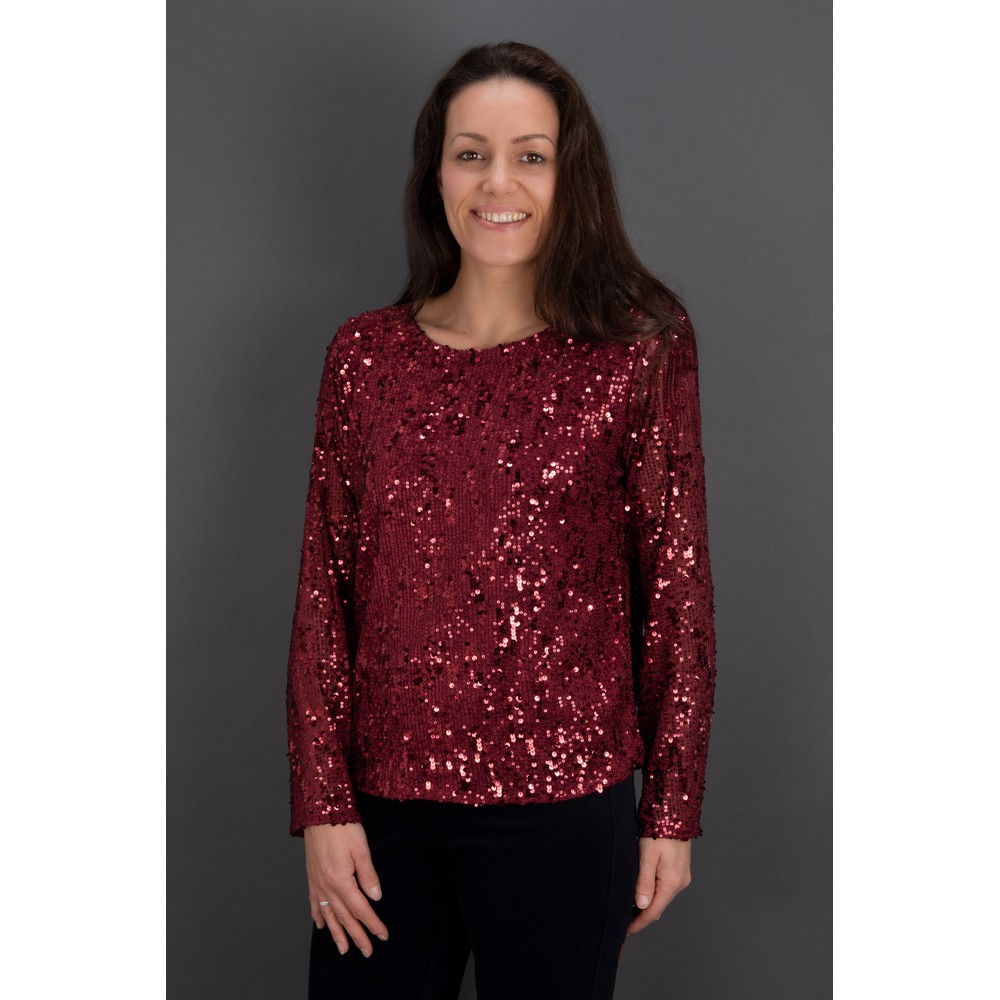 Arka Sophia Tawny Port Sequin Blouse Tawny Port