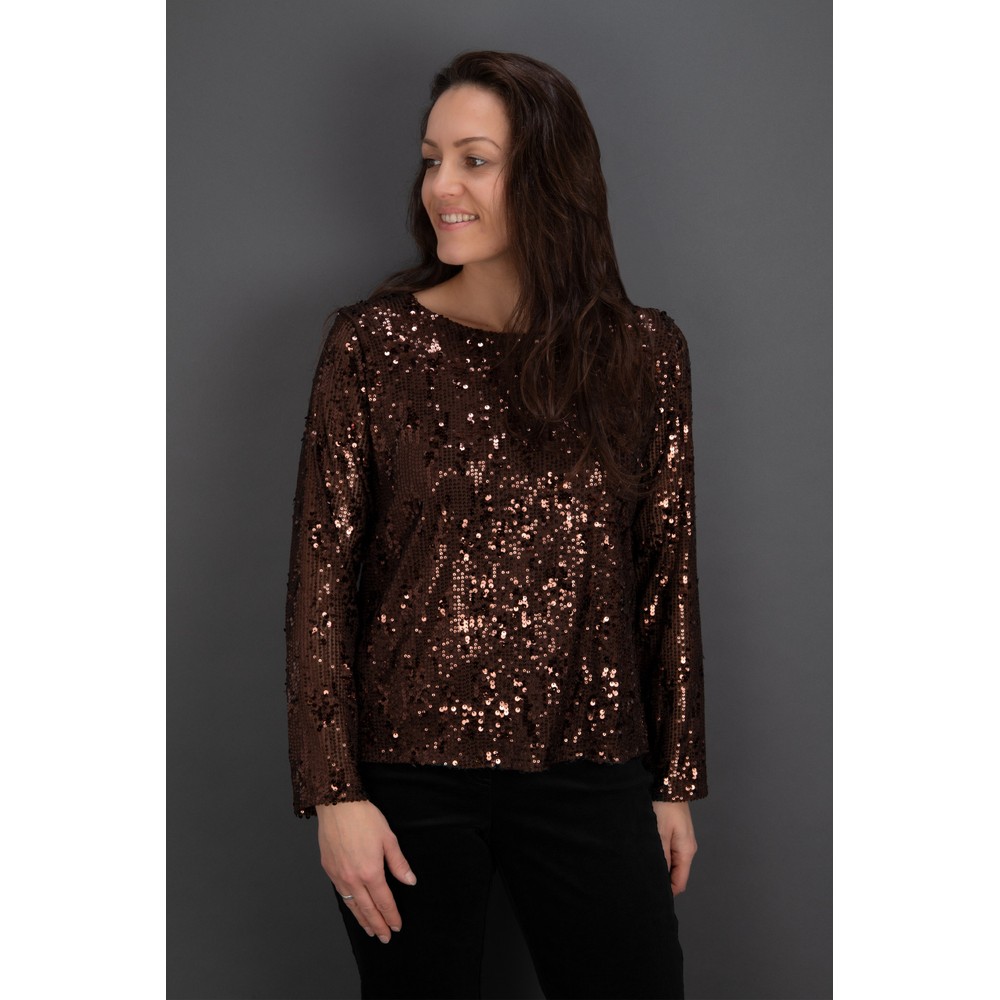 Arka Sophia Chocolate Sequin Blouse Chocolate