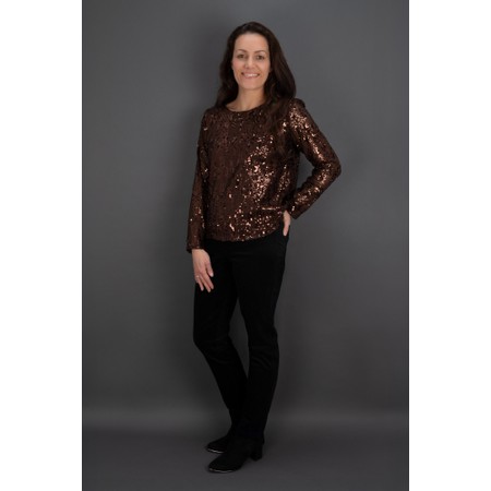 Arka Sophia Chocolate Sequin Blouse - Brown