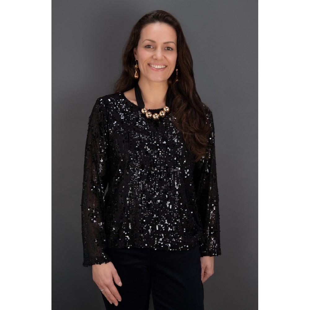 Arka Sophia Black Sequin Blouse Black 