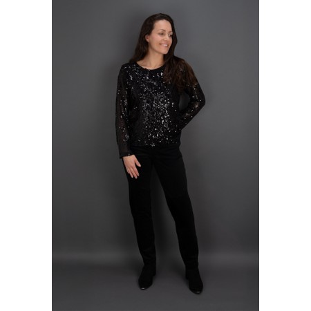 Robell Bella  Black Needlecord Full Length Trouser - Black