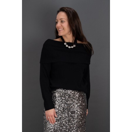 Masai Clothing MaFloraia Black Cashmere Touch Knit Top - Black