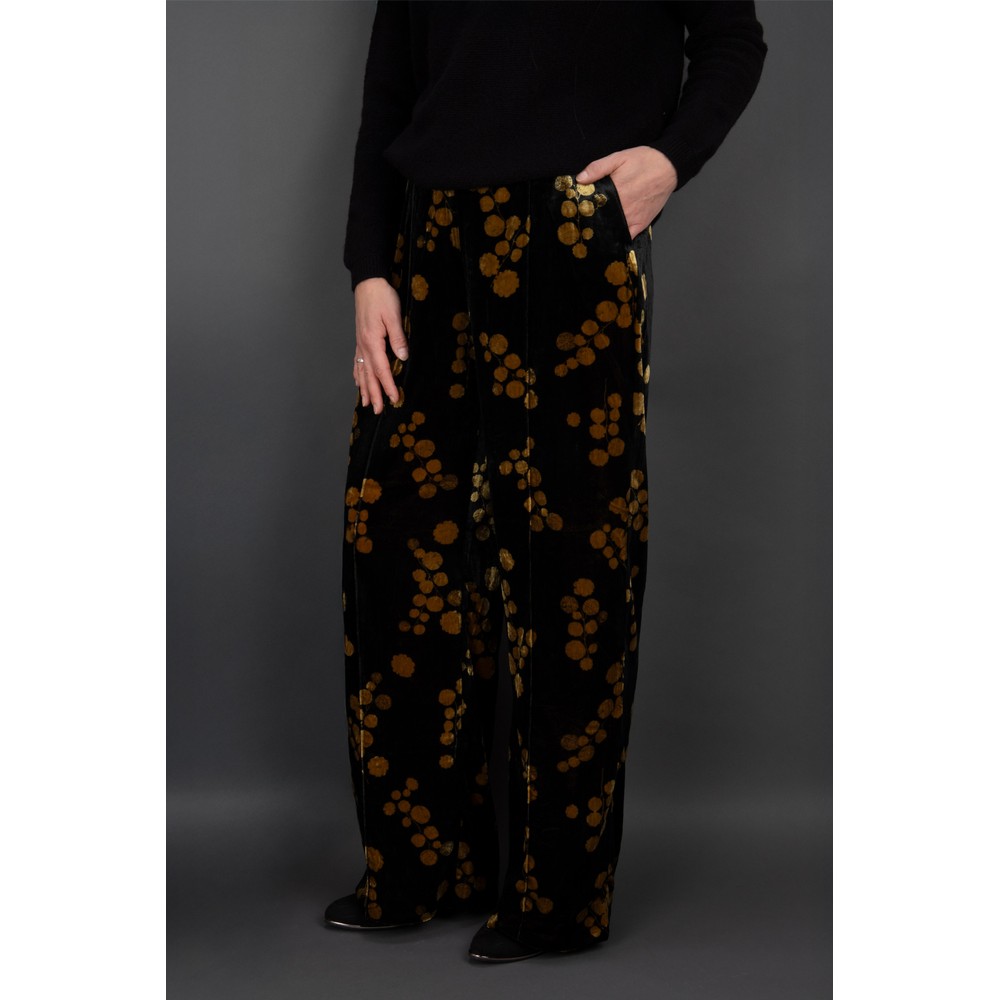 Masai Clothing MaPetrilla Print Velvet Trouser Rubber