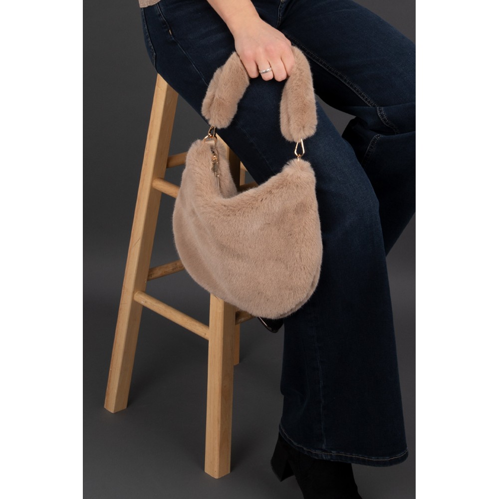 Gemini Label Bags Ada Sand Faux Fur Bag Sand