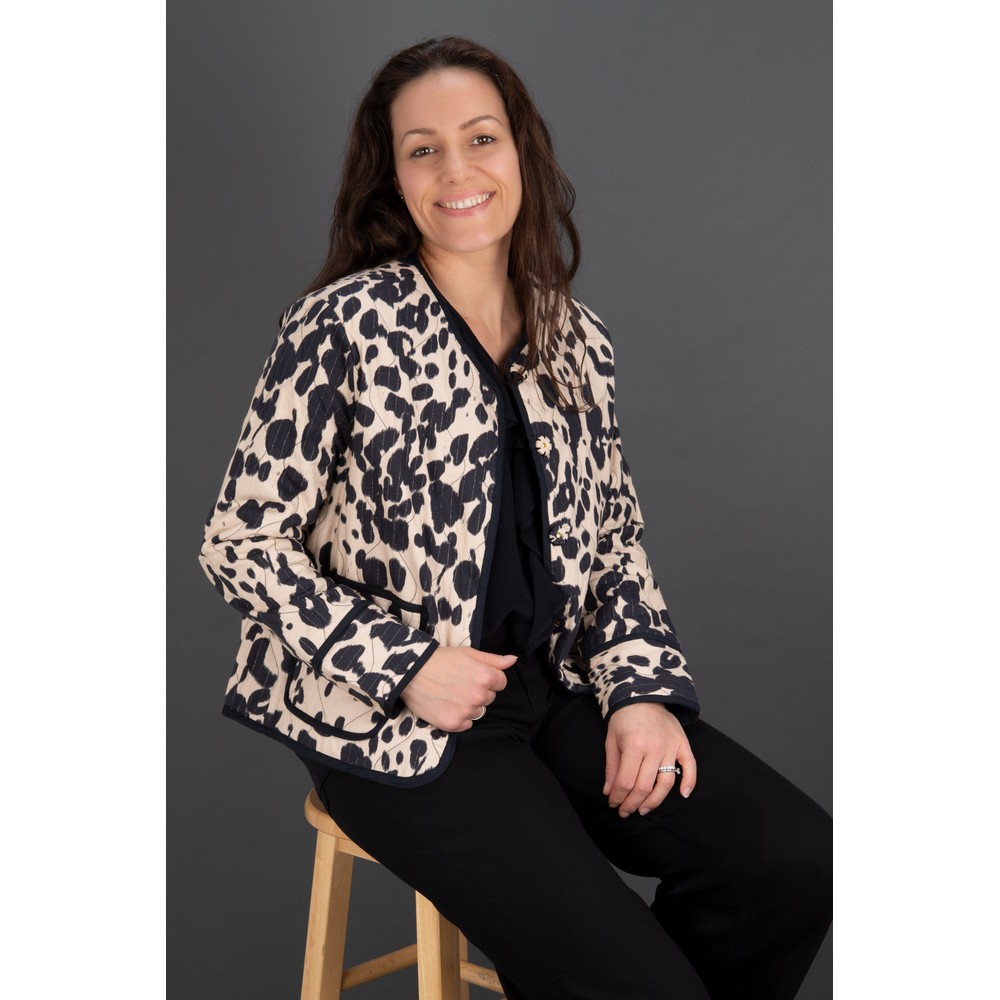 Masai Clothing MaJavira Print Quilted Jacket Oxford Tan