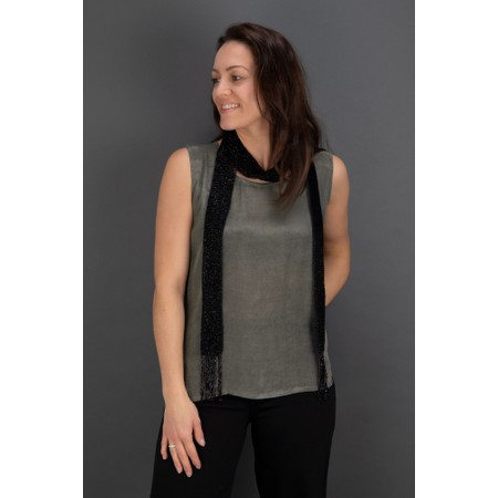 Masai Clothing MaRajanas Black Beaded Fringe Scarf - Black