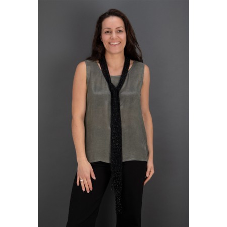 Masai Clothing MaRajanas Black Beaded Fringe Scarf - Black