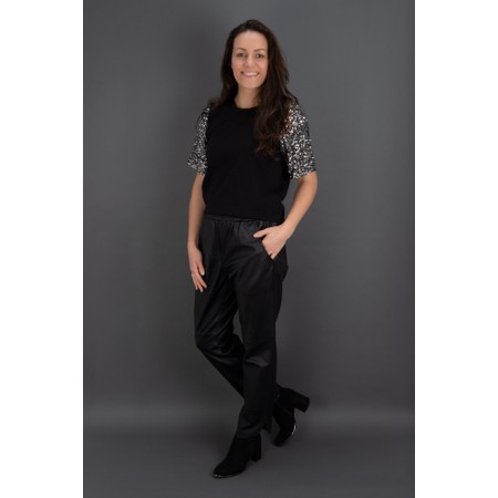 Mos Mosh Zabel Black Leather Sweatpant - Black