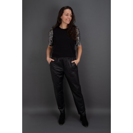 Mos Mosh Zabel Black Leather Sweatpant - Black
