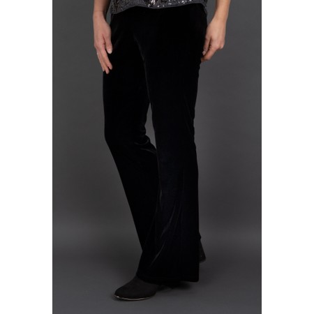 Tia Velvet Black Stretch Flare Trouser - Black