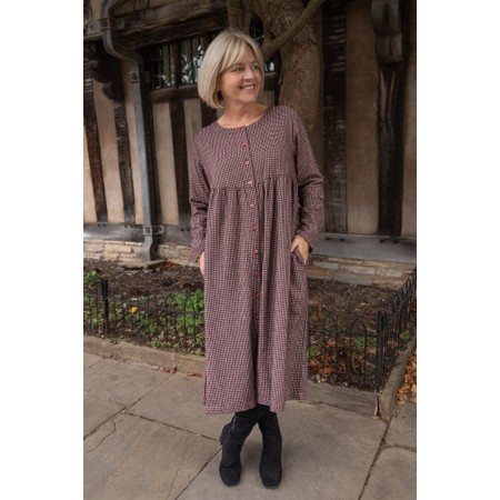 Thing Drea Wine Mini Check Button Dress - Red