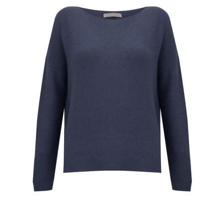 Amazing Woman Jenna Shadow Blue Fine Rib Boat Neck Knit - Blue