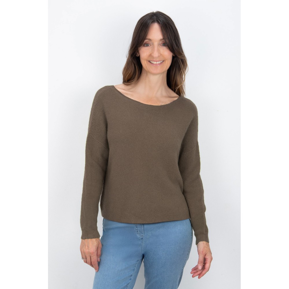 Amazing Woman Jenna Slate Fine Rib Boat Neck Knit Slate 