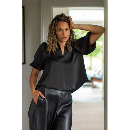 Chalk Porcha Satin Party Top - Black