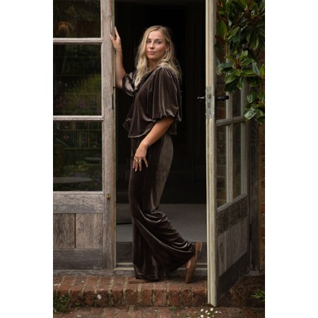 Chalk Evie Truffle Velvet Trouser - Brown
