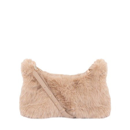 Gemini Label Bags Ayla Sand Faux Fur Crossbody Bag - Beige
